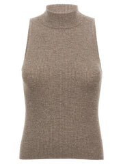 Brunello Cucinelli Brown Cashmere Sleeveles Sweater