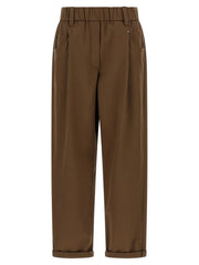 Brunello Cucinelli Brown Cotton Casual Pants