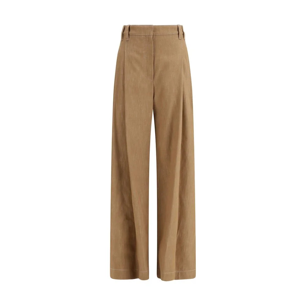 Brunello Cucinelli Calças Casuais de Algodão Castanho - IT42 | L
