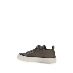 Baskets basses en coton marron Brunello Cucinelli