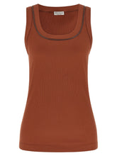 Brunello Cucinelli Brown Cotton Sleeveles T-Shirt - S