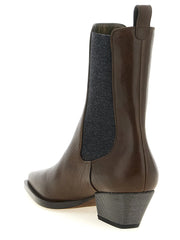 Brunello Cucinelli Braune Rindsleder-Chelsea-Stiefel