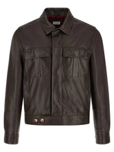 Brunello Cucinelli Brown Lamb Leather Leather Jacket
