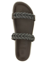 Brunello Cucinelli Brown Leather Slides