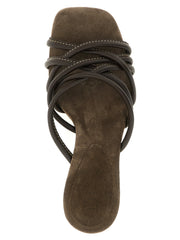 Brunello Cucinelli Brown Leather Stiletto Heel Sandals - EU40/US10