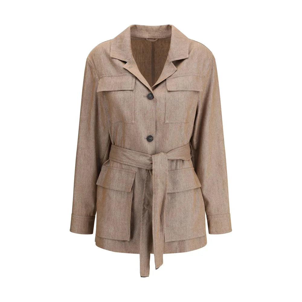 Brunello Cucinelli Brown Linen Coat - IT44 | L