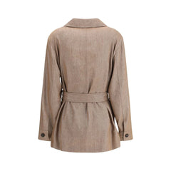 Brunello Cucinelli Brown Linen Coat - IT44 | L