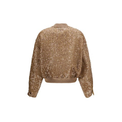 Brunello Cucinelli Brown Silk Bomber - IT42 | L