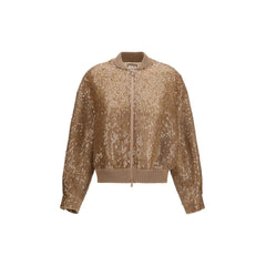 Brunello Cucinelli Brown Silk Bomber - IT42 | L