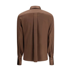 Brunello Cucinelli Brown Silk Dress Shirt - S