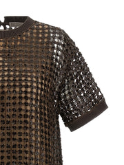Brunello Cucinelli Brown Silk Short Dress
