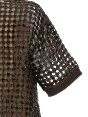 Brunello Cucinelli Brown Silk Short Dress