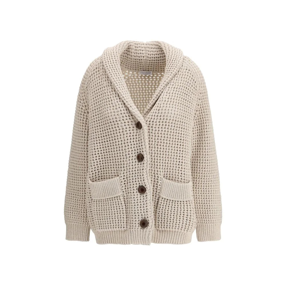 Brunello Cucinelli Cream Cotton Cardigan - S