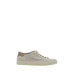 Brunello Cucinelli Cream White Leather Sneakers - EU45/US12 - Sneakers