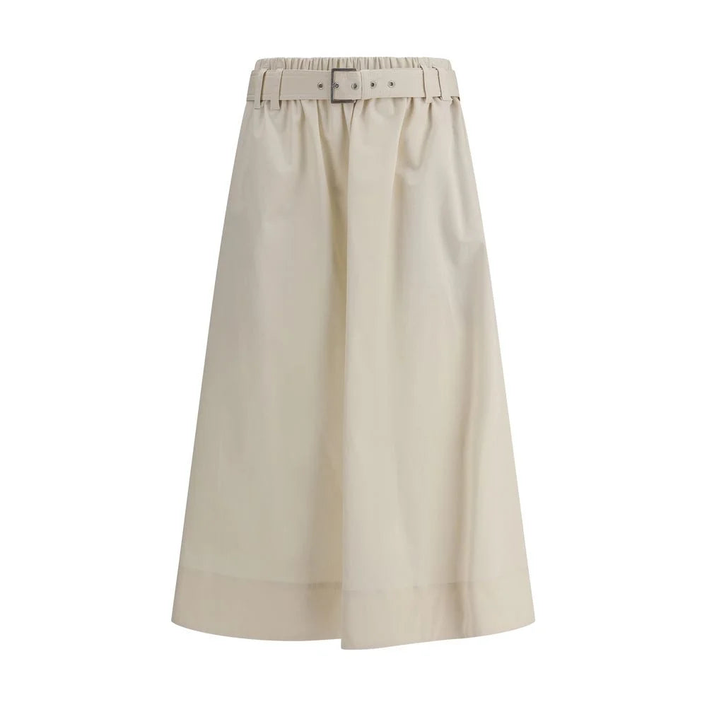 Brunello Cucinelli Cream Wide Long Skirt - IT44 | L - Skirts