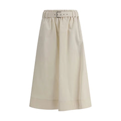 Brunello Cucinelli Cream Wide Long Skirt - IT44 | L - Skirts