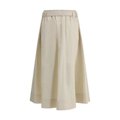 Brunello Cucinelli Cream Wide Long Skirt - IT44 | L - Skirts
