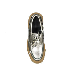 Brunello Cucinelli Gold Leather Platform Loafers - EU37/US7