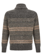 Brunello Cucinelli Gray Alpaca Leather Cardigan
