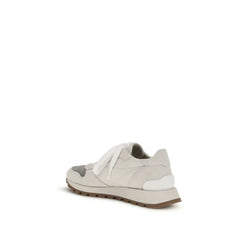 Brunello Cucinelli Gray Calf Leather Bos Taurus Athletic Sneakers