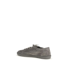 Brunello Cucinelli Gray Calf Leather Bos Taurus Low Top Sneakers - EU45/US12
