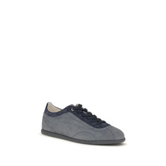 Brunello Cucinelli Gray Calf Leather Bos Taurus Low Top Sneakers
