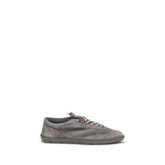Brunello Cucinelli Gray Calf Leather Bos Taurus Low Top Sneakers - EU45/US12