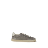 Brunello Cucinelli Gray Calf Leather Bos Taurus Low Top Sneakers