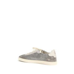 Brunello Cucinelli Gray Calf Leather Bos Taurus Low Top Sneakers - Sneakers