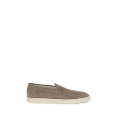 Brunello Cucinelli Gray Calf Leather Bos Taurus Slip-On Loafers - EU40/US7
