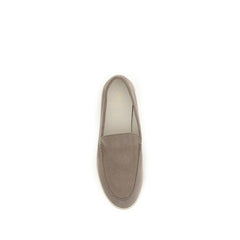Brunello Cucinelli Gray Calf Leather Bos Taurus Slip-On Loafers - EU40/US7