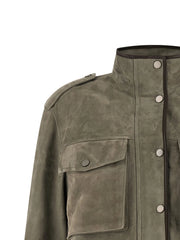Brunello Cucinelli Gray Calfskin Leather Jacket