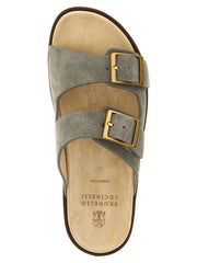 Brunello Cucinelli Gray Calfskin Slides - EU 42 | US 9