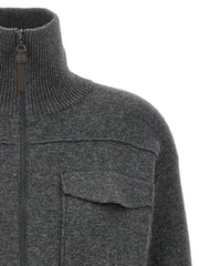Brunello Cucinelli Gray Cashmere Cardigan