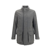 Brunello Cucinelli Gray Cashmere Full-Length Jacket