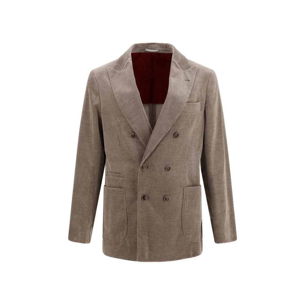 Brunello Cucinelli Gray Cotton Full-Length Jacket