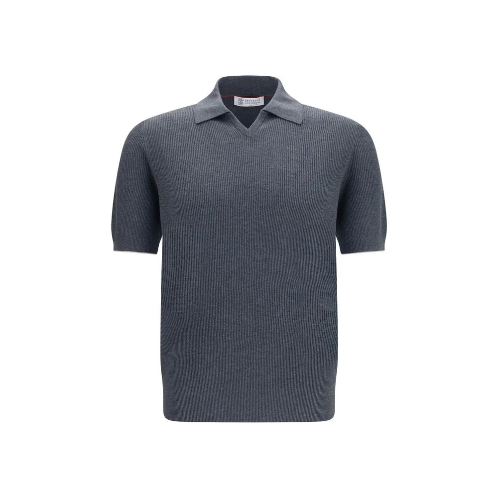 Brunello Cucinelli Gray Cotton Polo Shirt