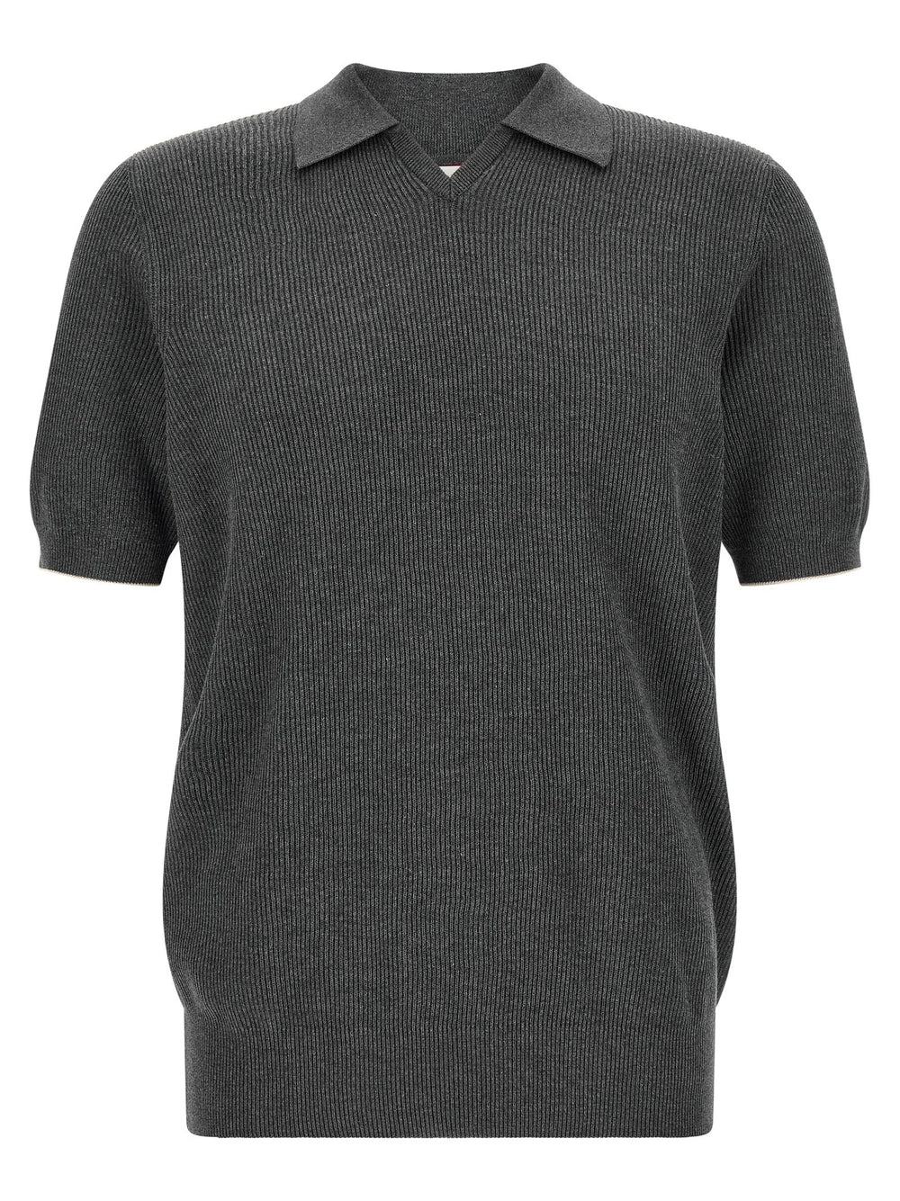 Brunello Cucinelli Gray Cotton Polo Shirt