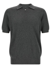 Brunello Cucinelli Gray Cotton Polo Shirt