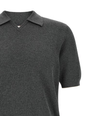 Brunello Cucinelli Gray Cotton Polo Shirt