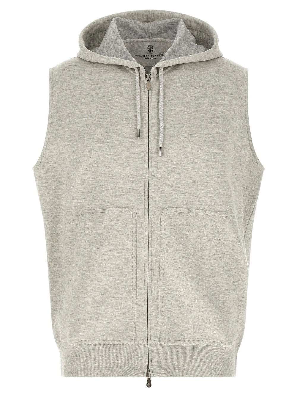 Brunello Cucinelli Gray Cotton Sleeveless Jacket