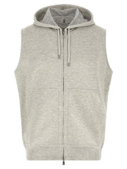 Brunello Cucinelli Gray Cotton Sleeveless Jacket
