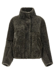 Brunello Cucinelli Gray Lamb Leather Full-Length Jacket