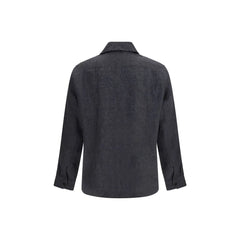 Brunello Cucinelli Gray Linen Pattern Shirt