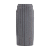 Brunello Cucinelli Gray Polyester Midi Skirt