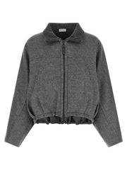 Brunello Cucinelli Gray Virgin Wool Full-Length Jacket