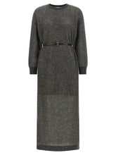 Brunello Cucinelli Gray Wool Midi Dress
