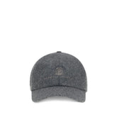 Brunello Cucinelli Gray Wool Oves Aries Cap (Baseball Hat)