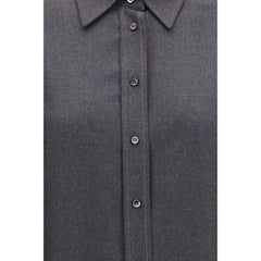 Brunello Cucinelli Gray Wool Oves Aries Dress Shirt