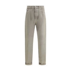 Brunello Cucinelli Green Cotton Straight-Leg Jeans